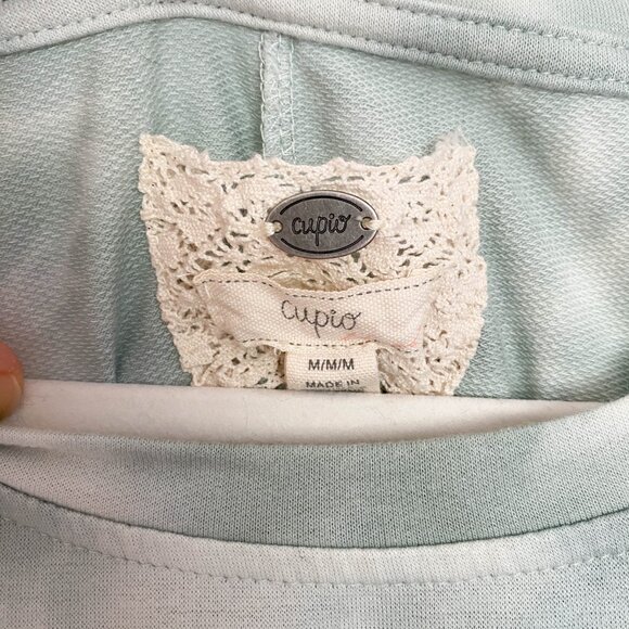 Cupio White and Teal Tie Dye Soft Loungewear Top Pullover Comfy Size Medium - Picture 4 of 7